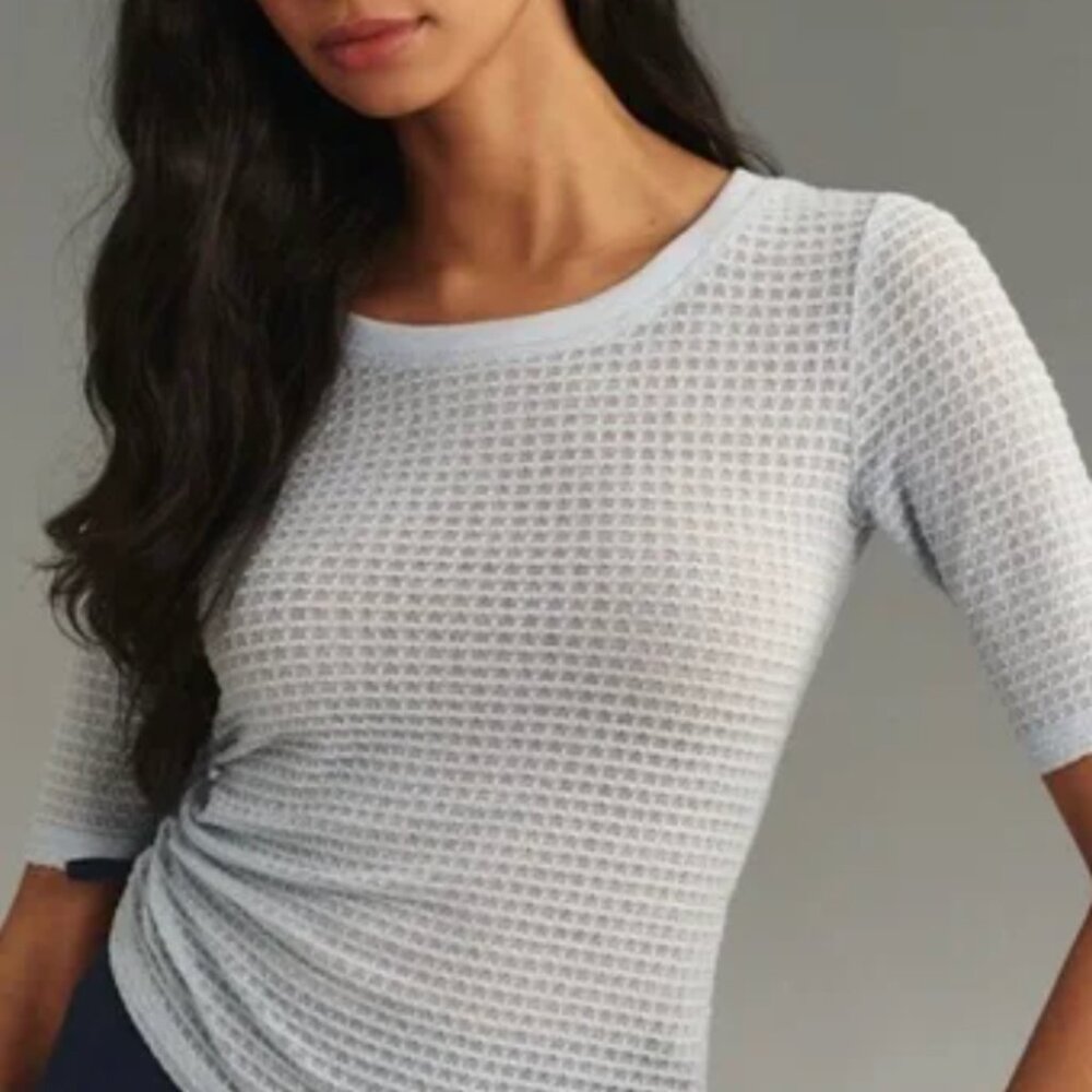 Pilcro Waffle Knit Top – Baby Blue (Size Small)